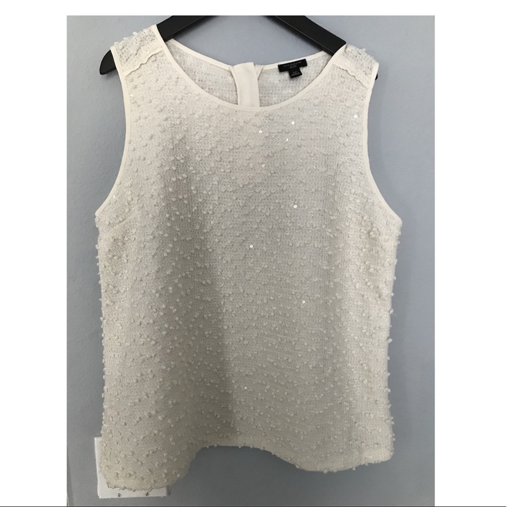 ann taylor textured tank top cream color